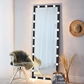 ANYHI Full Length Mirror with Lights 63'' x 23'', Black Full Body Mirror | Aluminum Alloy Frame, Smart Tounch, Dimming and 3 Color Modes, Hollywood Mirror for Dressing and Make up, Wall Mount/Leaning