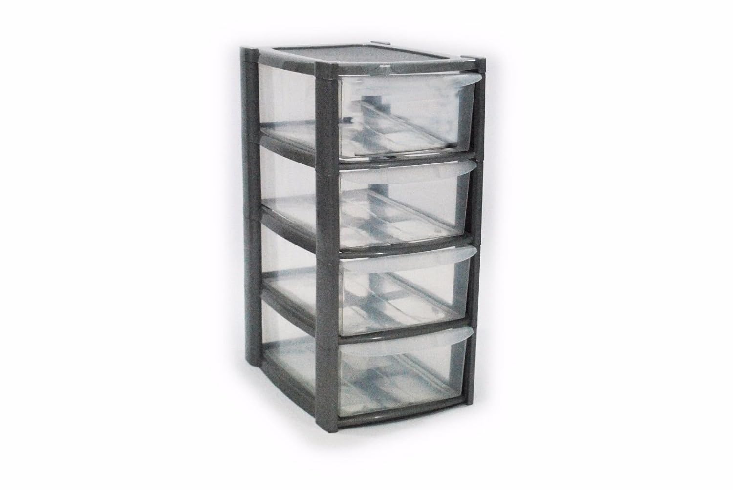 VSL 4 Drawer Mini Small Plastic Storage Tower Silver Amazon.co.uk