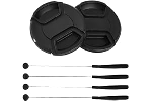 ZZJMCH 2 Pack 55mm Snap-On Center-Pinch Lens Cap, Extra Strong Springs, Camera Lens Cover, Made from 100% Recycled Plastic - Compatible with Nikon, Canon, Sony & Other DSLR Cameras