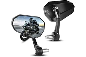 OXERBOG Motorcycle Side Mirrors Handle Mount Bar End Mirror, Universal Handlebar Rear View Bar End Mirrors for Motorcycles E-bike Scooters Snowmobile ATV