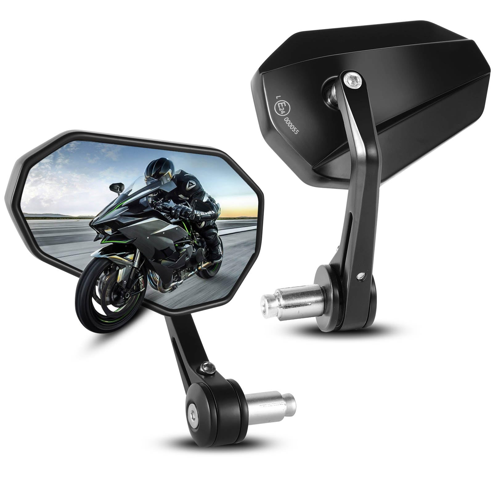 Photo 1 of Motorcycle Side Mirrors Handle Mount Bar End Mirror, Universal Handlebar Rear View Bar End Mirrors for Motorcycles E-bike Scooters Snowmobile ATV