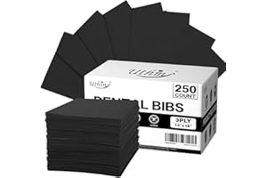 UTHIN Disposable Dental Bibs 13"x18"（250Pack） - 3 Ply Waterproof Tattoo Bib Sheet for Patients - Dentist or Medical Tray Cover and Nail Table Cover Supplies, Black