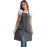 Nanxson Apron Split Leg with Pockets for Women Adjustable Waterdrop Resistan Apron for Cooking Gardening Housework Painting