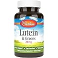 Carlson - Lutein & Greens, 20 mg, Vision Support & Eye Function, Antioxidant, 180 Vegetarian Capsules