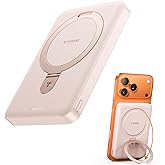 TORRAS EasyGo 10000mAh Magnetic Portable Charger Power Bank for iPhone, Fast Charging Travel Essential Wireless Battery Pack with Stand Compatible with Magsafe,17 Pro Max,Pro,16,15,14,13,12, Rose Gold