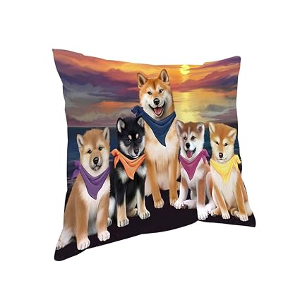 Amazoncom Family Sunset Portrait Shiba Inus Dog Pillow