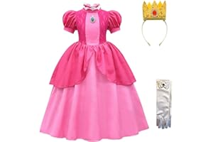 Rxiduoy Women's Halloween Party Dress Super Brothers Princess Peach Costume