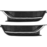 Hihaha 1Pair No.561853665E/561853666C Fog Light Grill for Volkswagen Passat 2012-2015 Right Left Front Lower Bumper Fog Light Cover Inserts ABS Black Silver Tone