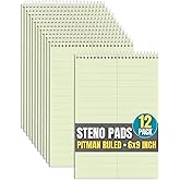 1InTheOffice Steno Pads Spiral 6x9, Steno Note Pads, Spiral Steno Pads, Pitman Rule, 60 Sheets/Pack, Green, 12 Pack