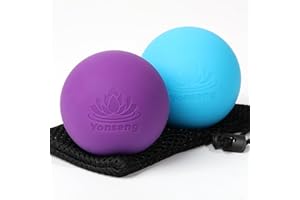 YONSENG Physical Yoga Balls Massage Lacrosse Balls for Myofascial Release, Trigger Point Therapy, Muscle Soreness Deep Tissue Massage Physical Therapy Equipment(2 Pack,Blue and Purple)