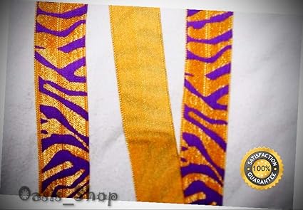 Amazon Com Sale 10 Yards Purple Gold Tiger Print Foldover Elastic