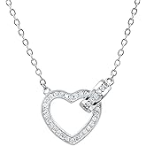 Rosec Jewels Certified Cubic Zirconia Heart Necklace With Silver Chain, Aaaa Quality, Zircon Promise Necklace - Romantic Gift For Her