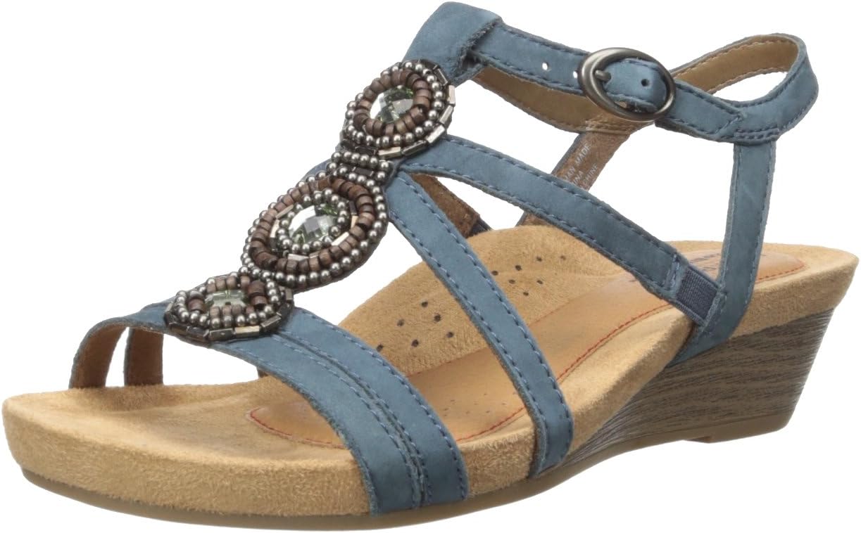 Cobb Hill Women's Hannah-CH Platform Sandal, Blue, 5 M US