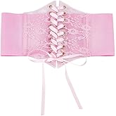 HOBBIESAY 1Pc Women Lace Corset Belts Elegant Wide Waist Bustiers Elastic Cinch Belt Tied Waspie for Women DIY Dresses