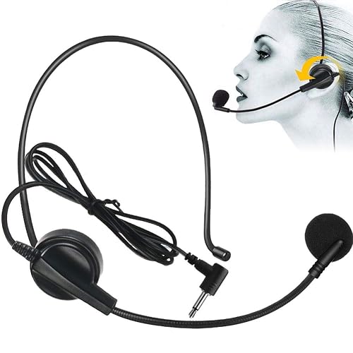 EXMAX Over Ear Hands Free Cardioid Wired Audio Boom Condenser  Classroom Mic Headset Microphone for UHF-938 ATG-100T Wireless Tour Guide 