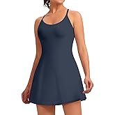 Womens Easy Pee Tennis Dress with Built in Shorts and Pockets - Workout Athletic Golf Dresses