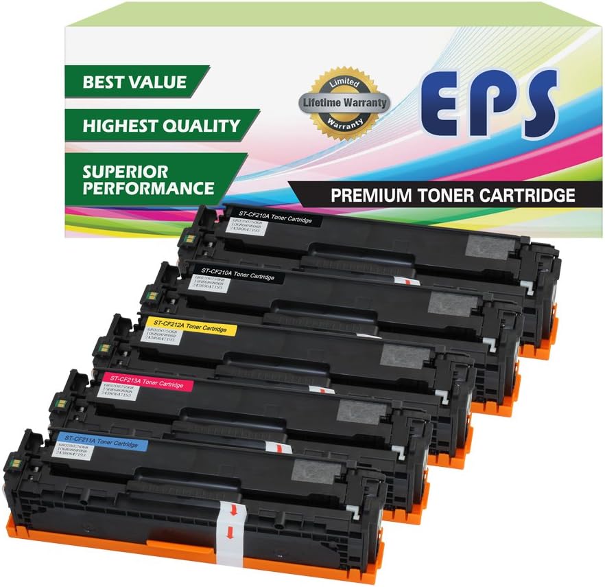 EPS 5 Pack Replacement Toner Cartridge Hp 131a for Hp Laserjet Pro M251 M276 (2 x CF210X, 1xCF211A, 1xCF212A, 1x CF213A)