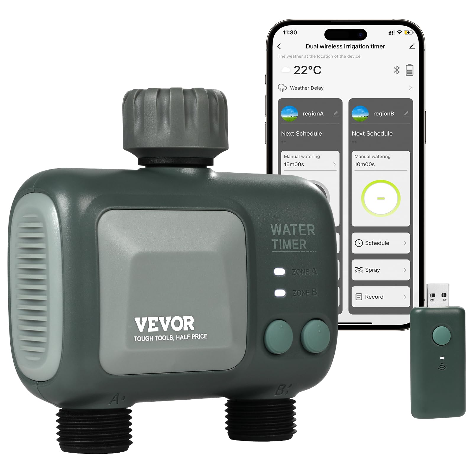 thumbnail image 2 of WiFi Bluetooth Sprinkler Timer – 2 Outlet Smart Hose Faucet Timer – HCT-626 – App Controlled 2 of 6
