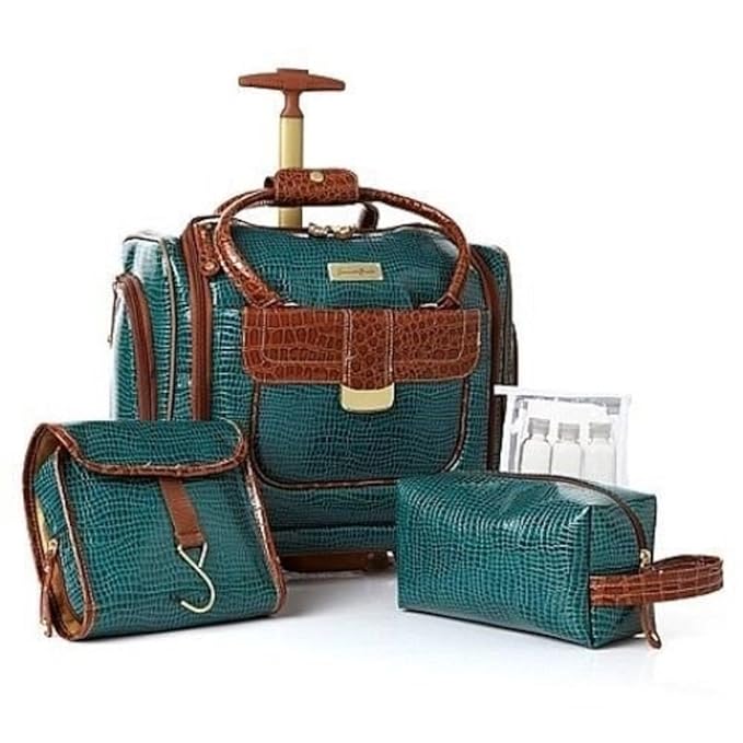 Samantha Brown Croco First Class Underseater Wheeled Luggage SEAGLASS GREEN