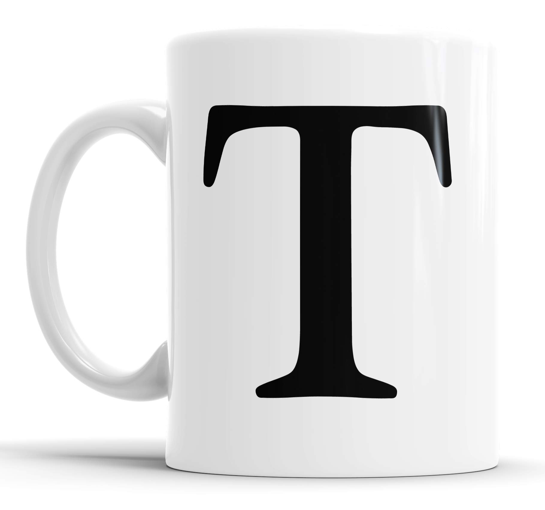 Faithful Prints Alphabet Mug Letter Mugs Initial Coffee Cup Birthday Fathers Day Gift (Letter T)