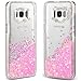 Galaxy S8 Plus Case, Caka Galaxy S8 Plus Liquid Case Luxury Bling Flowing Liquid Floating Glitter Sparkle Love Heart Case for Samsung Galaxy S8 Plus - (Pink)