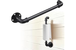HANGMAICOME Industrial Pipe Paper Towel Holder - 14 Inch Heavy Duty Wall Mount Rustic Rack Hanger for Small to Large Jumbo Napkin Roll,Vertical Horizontal Mounted for Countertop,Under Cabinet,RV Sink