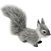 BWESOO Grey Mini Simulation Squirrel 10cm Mini Squirrel Stuffed Animals Rabbit Soft for Gift Home Decor Place Table Decorations Ornament Room Decorations