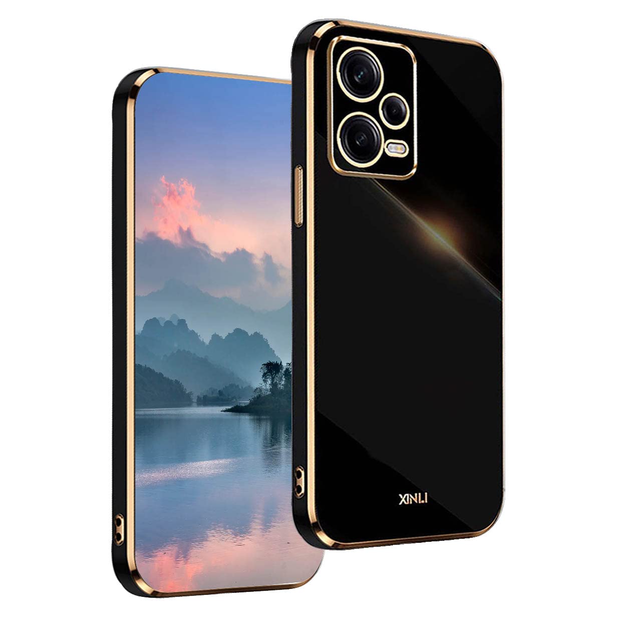 UPLAI Case for Xiaomi Redmi Note 12 Pro+ Plus 5G, Ultra Thin Shockproof Protection Cover with Electroplating Design, Premium TPU Bumper and Soft Silicone Stylish Durable Cover.(Black)