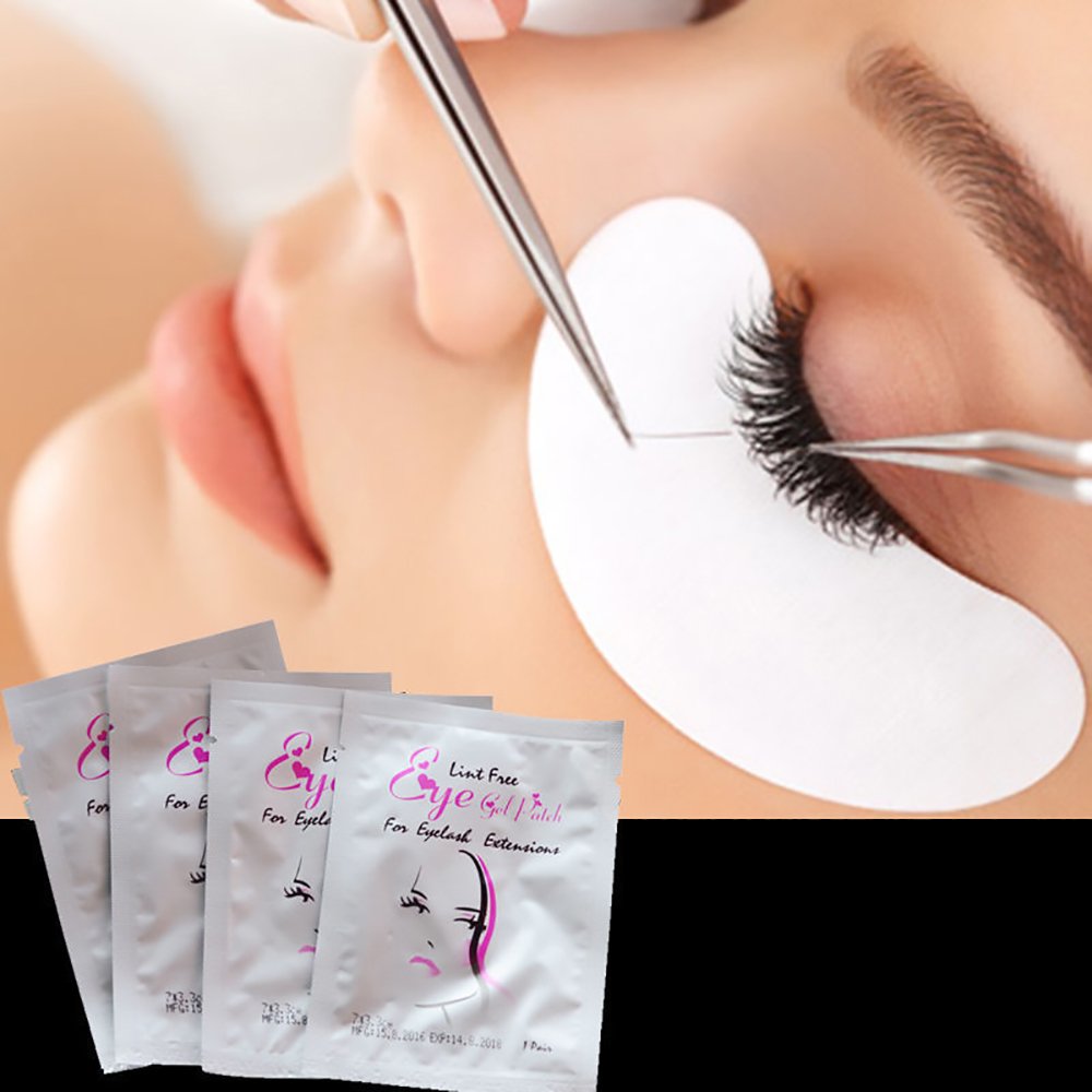 Vinmax 100 Pairs Set,Under Eye Pads, Lint Free Lash Extension Eye Gel Patches for Eyelash Extension Eye Mask Beauty Tool (girl grid)