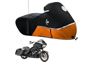 LI LIBZAKI Motorcycle Cover Storage for Touring Models Harley Davidson Road King,Road Glide,Street Glide, Electra Glide,Heritage Classic,Low Rider-ST,and Most Motorcycles Orange