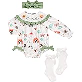GRNSHTS Baby Girl 1st Birthday Outfits One Year Old Printed Romper Embroidery Bodysuit Cake Smash Clothes