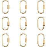 Pandahall 10Pcs Stainless Steel Oval Screw Carabiner Lock Charms Clasps 25.5x14x4mm Metal Snap Clips Hook Clasp Findings for DIY Jewelry Making (Golden)