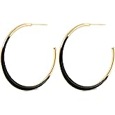 TaYolnFaSo Enamel Hoop Earrings for Women 18K Real Gold Plated Hypoallergenic C-Shaped Earring Colorful Enamel Jewelry Valentine's Day Gift for Wife Girlfriend
