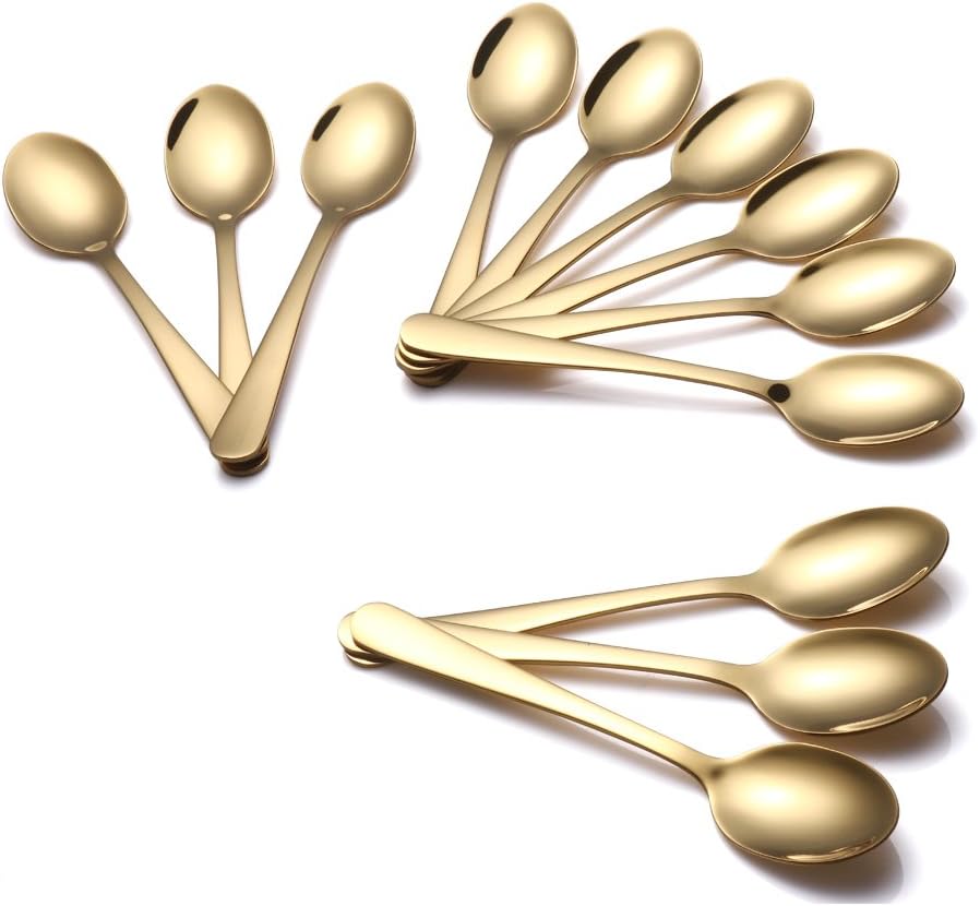 Buyer Star 12 Pieces Gold Teaspoons 5.5Inch Mini Coffee