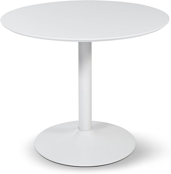 HOWE-Deko Tisch/Esstisch, rund, Platte MDF und Fuß Metall weiß