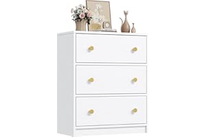 Nicehill 3 Drawer Dresser, White Nightstand for Bedroom with Fabric Drawers, Small Dresser Bedside Table Chest of Drawers for Bedroom, Hallway, Entryway, Closets,Kids' Room (White)