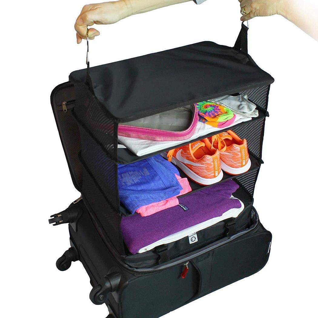 Ladiy Multi-Function Foldable Travel Hanging Bag Three-Layer Luggage Storage Pouch Space Saver Bags