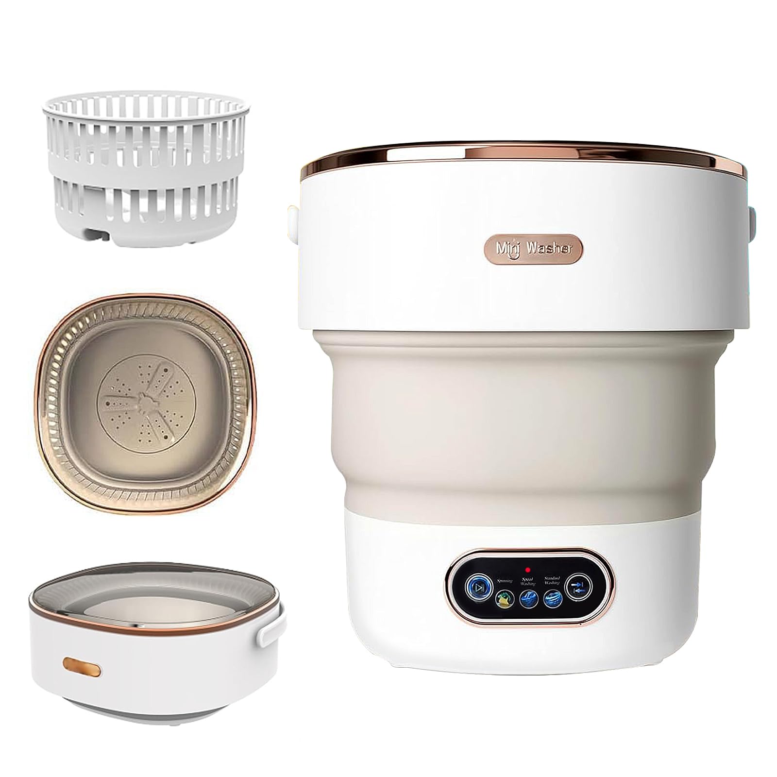 Photo 1 of Portable Washing Machine,15L Collapsible Mini Washer with 3 Cleaning Modes Drain Basket Small Foldable Laundry Machine for Travel Camping Dorms RVs Apartments Baby Clothes Underwear Socks Delicates