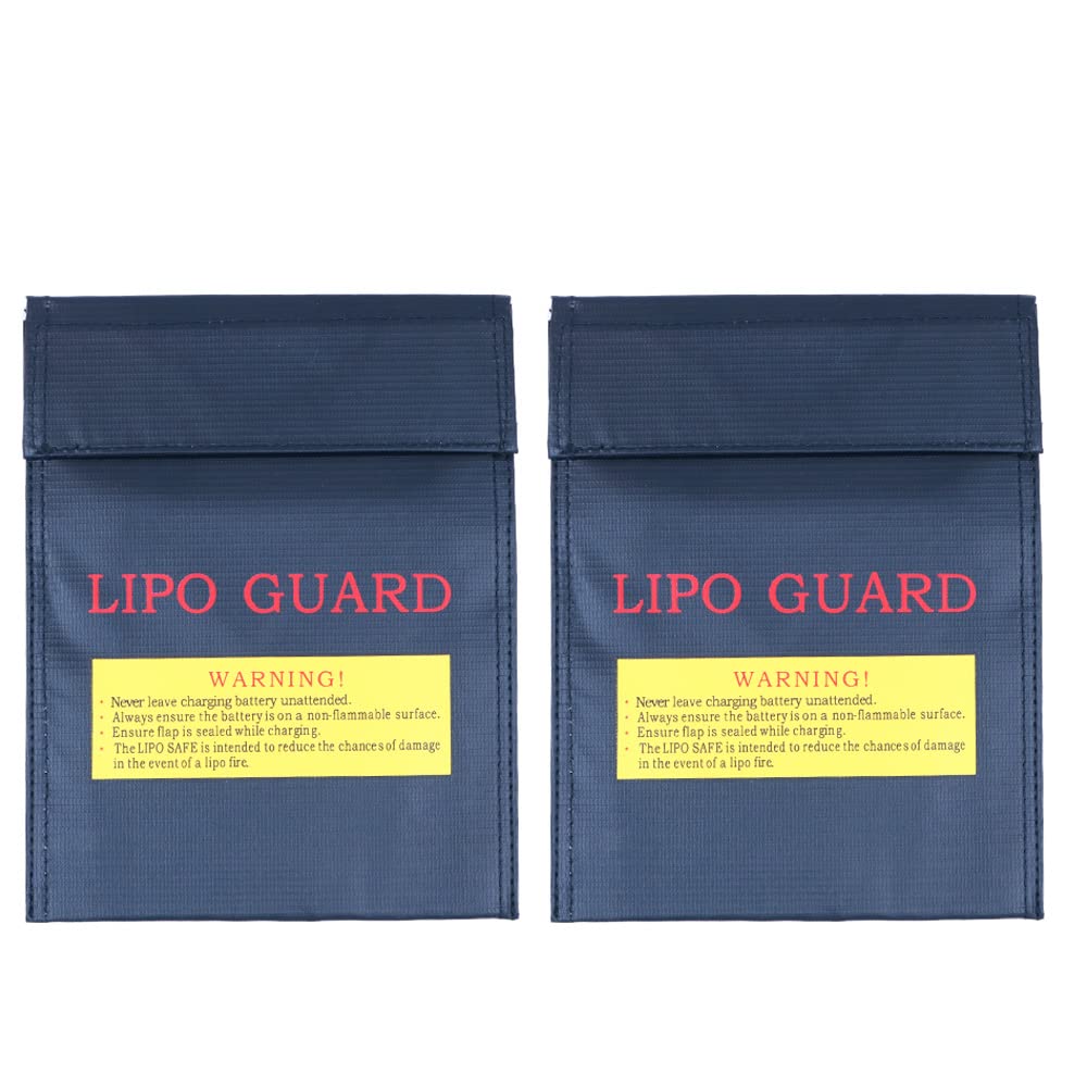 Tiardey 2Pcs 7 x 9 inch Safe Bag Fireproof Guard Sleeve Sack Explosion-proof Safety Pouch for Charge and Storage - Black