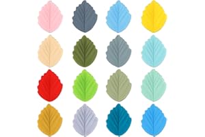 16pcs Knitting Needle Stoppers, Cute Leaf Knitting Point Protectors 16 Colors Silicone End Caps Needle Tip Stoppers for Quilt