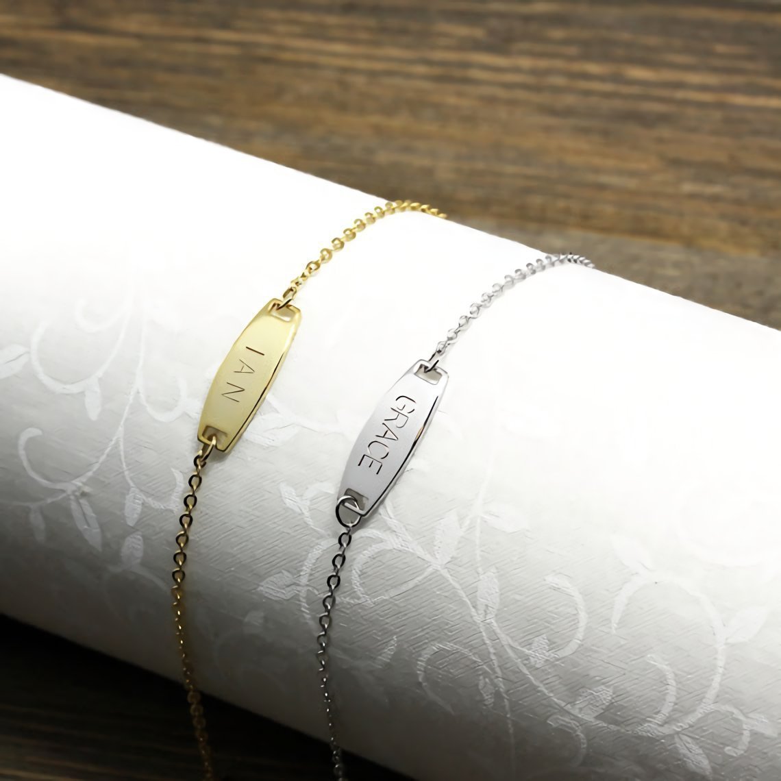 baby name engraved bracelet
