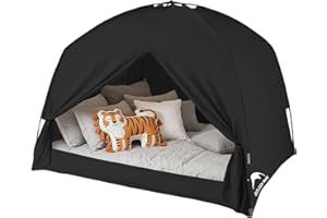 Bed Tents for Kids and Adult, Portable 100% Breathable and 93% Blackout Toddler Dream Play Tent, 3 Doors Big Privacy Space Sl