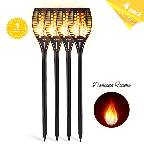 2 4 8x Solar Fackel Garten Licht Flamme 96 Leds Lampe Ip65 Wasserdichtes Deko