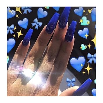 Amazon Com Campsis Glossy Fake Nails Acrylic Coffin Shape Nail