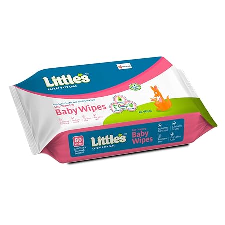 Littles Soft Cleansing Baby Wipes with Aloe Vera, Jojoba Oil and Vitamin E (80 wipes)
