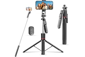 67" Selfie Stick Tripod for iPhone with Remote Control, Phone Holder and 1/4” Screw, Extendable Travel Essentials Tripod for 