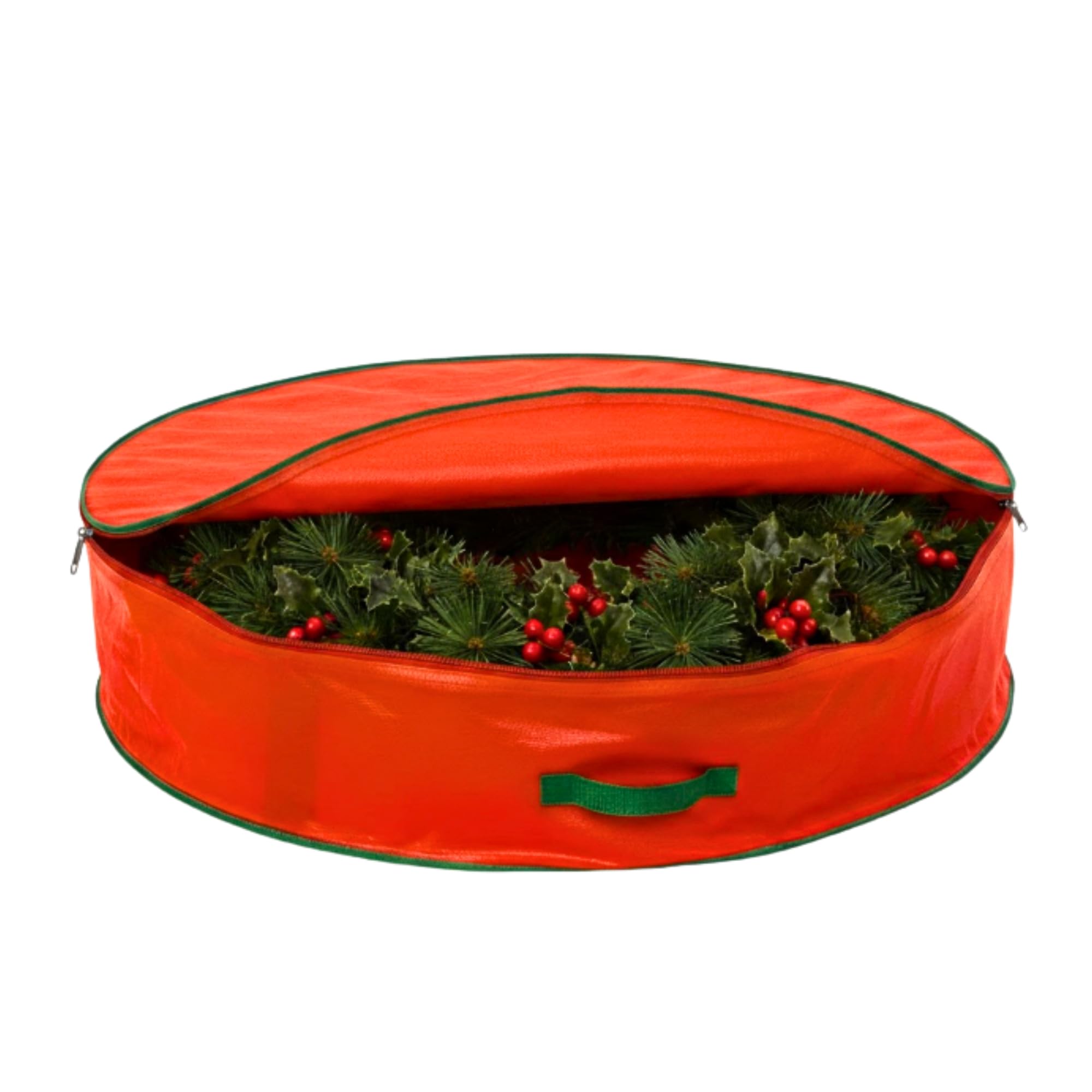 Christmas Wreath Garland Storage Bag - Stores Up To 55cm Artificial wreaths, Durable Waterproof Material Zippered Storage Container with Carry Handles, Red