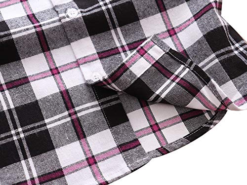 5 Cotton+Sleeve+Button+Plaid+Flannel