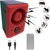 HULPPRE Solar Outdoor Motion Sensor Alarm,Dog Barking and Gunshot Sound | Support Recording,Adjust Volume,130db Loud Noise Maker,3 Work Modes Strobe Light with USB,Say Goodbye to The Intruders
