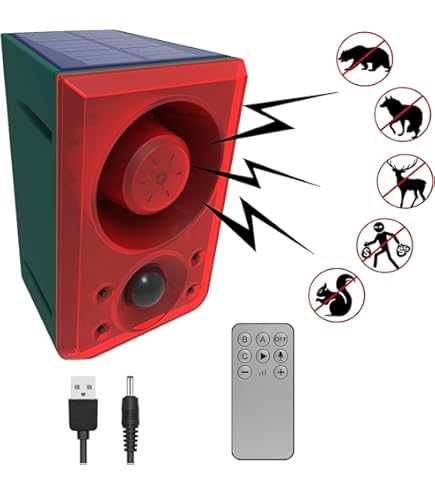 Qualirey Lot De 2 Détecteurs De Mouvement Solaires Sonores Et Lumineux 129 DB - Sirène De Sécurité Extérieure étanche - Détecteur De Mouvement - Alarme 6 LED - Flash D'avertissement Stroboscopique